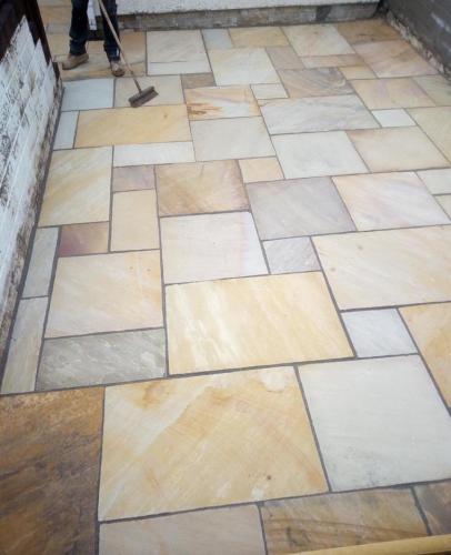 Light brown patio slabs